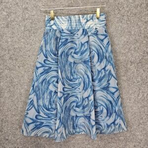 Mesh Midi Skirt Womens XS 2 Blue Pleated Marbled Swirl Coastal Fairy ELIO 26x25